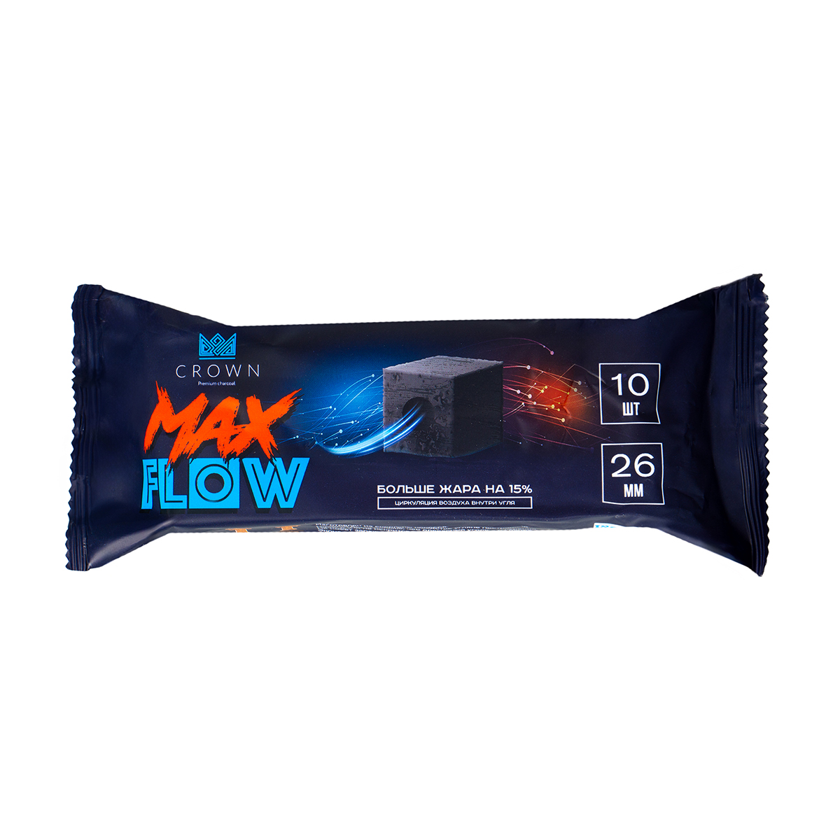 Уголь Crown Maxflow кокосовый 10 шт (26 мм)