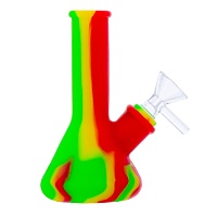 Бонг силиконовый 13см зелёный жёлтый красный
