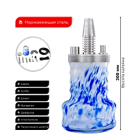 Фото 2 Кальян Pizduk PRO Black-bag (бело-синяя колба) 