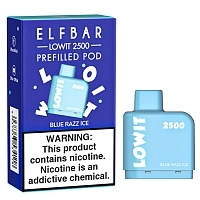 Фото  Картридж Elf Bar Lowit 2500 20 мг, 6 мл (Blue Razz Ice) 