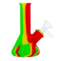 Фото 2 Бонг силиконовый 13см зелёный жёлтый красный 