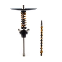Фото  Кальян MAMAY CUSTOMS Coilover Micro чёрно-золотые брызги (без колбы) 