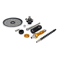 Фото 2 Кальян MAMAY CUSTOMS Coilover Micro золото-чёрный (грав. Лампасы) (без колбы) 