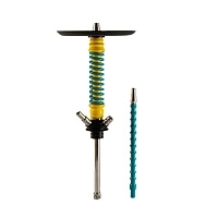 Фото  Кальян MAMAY CUSTOMS Coilovers MINI жёлто-м.волна (грав. черепа) (без колбы) 