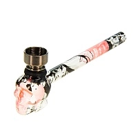 Фото  Трубка курительная стекло CH ЧЕРЕП красная 