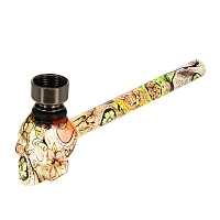 Фото  Трубка курительная стекло CH ЧЕРЕП оранжевая 