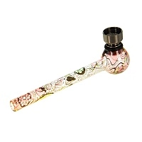 Фото  Трубка курительная стекло CH Круглая с сеткой красно-зелёная 