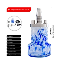 Фото 2 Кальян Pizduk Hookah (red-bag) бело-синяя колба 