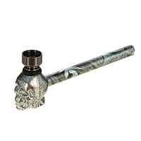 Фото  Трубка курительная стекло CH ЧЕРЕП серая 