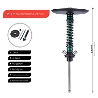 Фото 3 Кальян MAMAY CUSTOMS Coilovers MINI зелёный лак-чёрный (без колбы) гр. кубы 