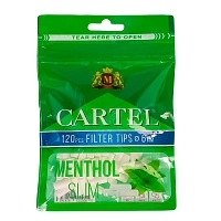 Фото  Фильтры для самокруток CARTEL SLIM Menthol 6/15мм (120шт) 
