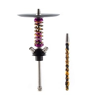 Фото  Кальян MAMAY CUSTOMS Coilover Micro фиолетово-чёрно-золотые брызги (без колбы) 