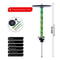 Фото 2 Кальян MAMAY CUSTOMS Asian BIG бирюзово-золотой сплеш (без колбы) 