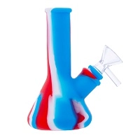 Фото 2 Бонг силиконовый 13см белый голубой красный 