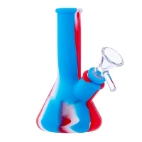 Фото 1 Бонг силиконовый 13см белый голубой красный 