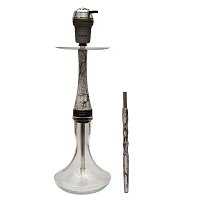 Фото  Кальян BATR МОЛНИЯ бело-черный (деревянный мундштук) 