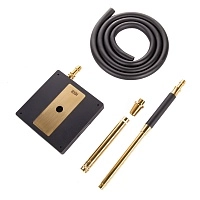 Фото 2 Кальян Hoob Atom Чёрный x Золото | Hoob Cube Gold 