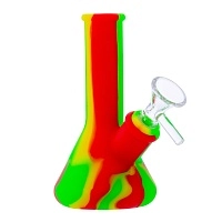 Фото 1 Бонг силиконовый 13см зелёный жёлтый красный 