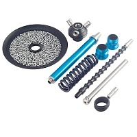 Фото 2 Кальян MAMAY CUSTOMS Coilovers MINI голубой анод. - черный (грав. Лампасы) (без колбы) 