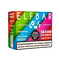 Фото  Набор Elf Bar Lowit (10W, 500 mAh) (Красный) + 3 картриджа (вишня вин.лимонад,клубника,арбуз) 