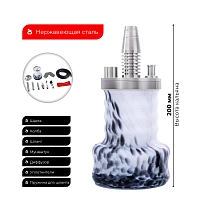 Фото 2 Кальян Pizduk PRO Black-bag (чёрно-белая колба) 