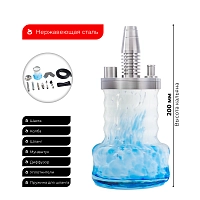 Фото 2 Кальян Pizduk PRO Black-bag (бело-голубая колба) 